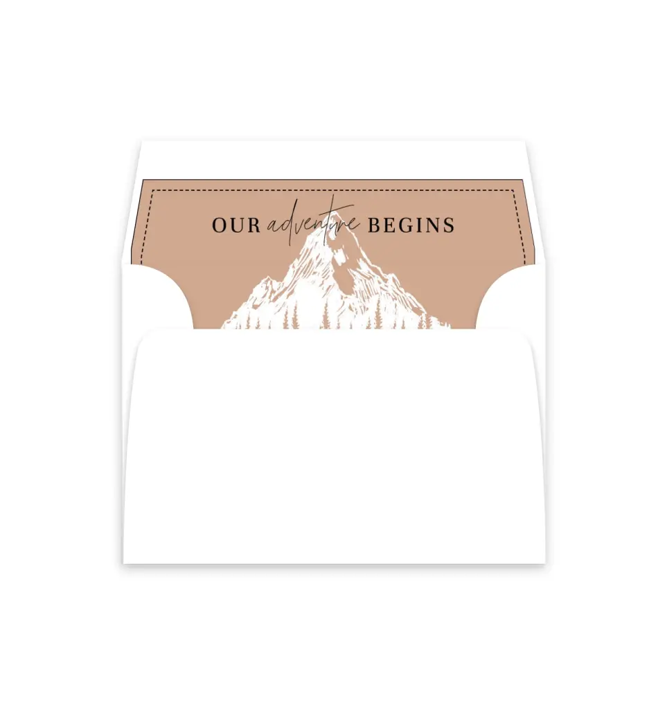 This is a  4⅞" x 4.563" Envelope Liners (ELM) called Our Adventure printed in full color