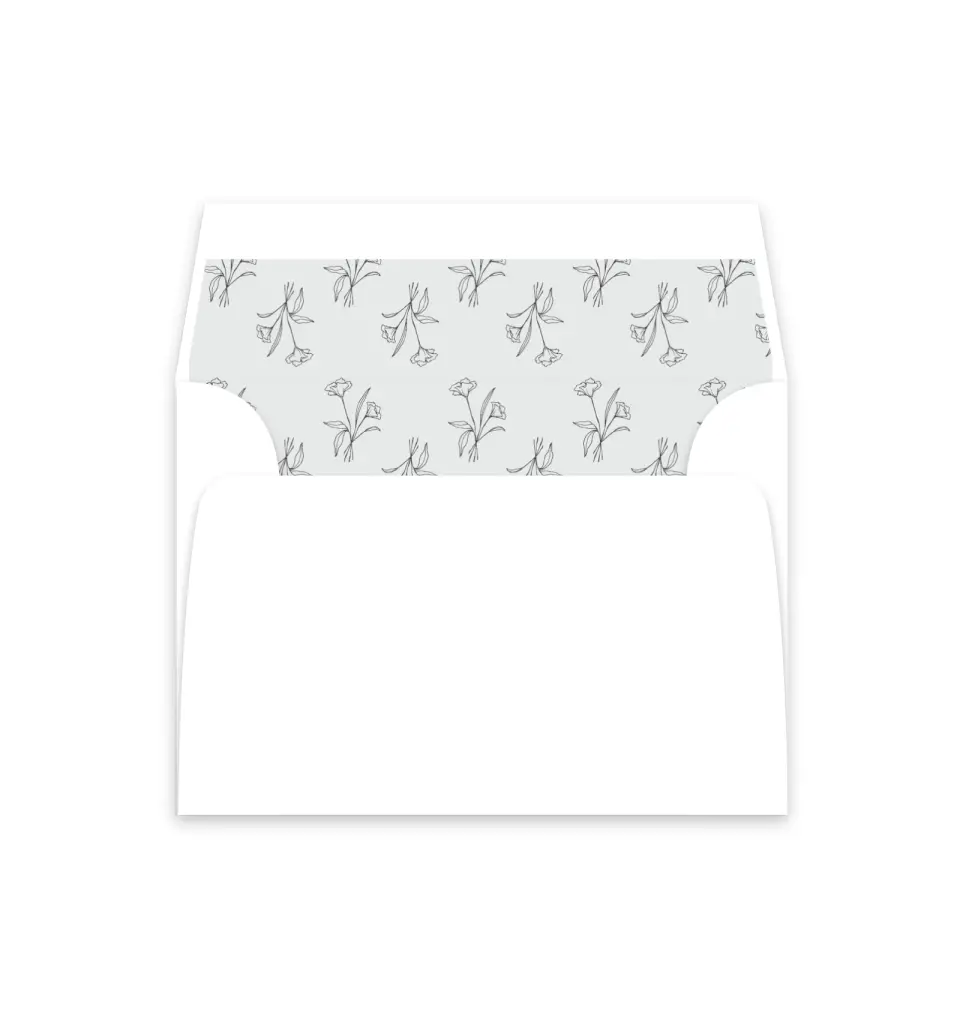 This is a  4⅞" x 4.563" Envelope Liners (ELM) called Monogram Bloom printed in full color