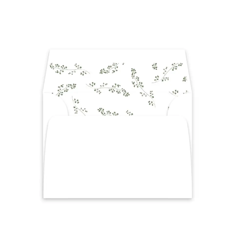 This is a  4⅞" x 4.563" Envelope Liners (ELM) called Fresh Tendrils printed in full color