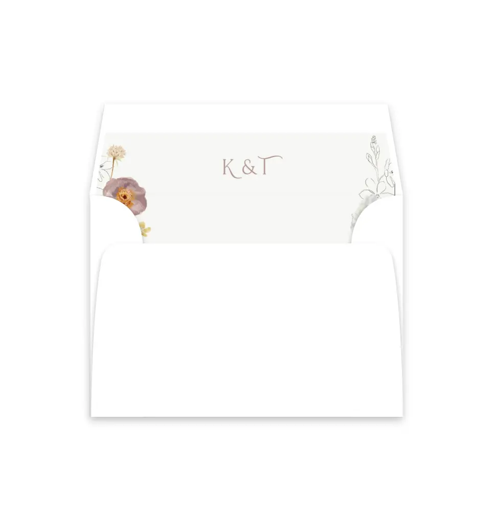 This is a  4⅞" x 4.563" Envelope Liners (ELM) called Enchanting Wildflowers printed in full color