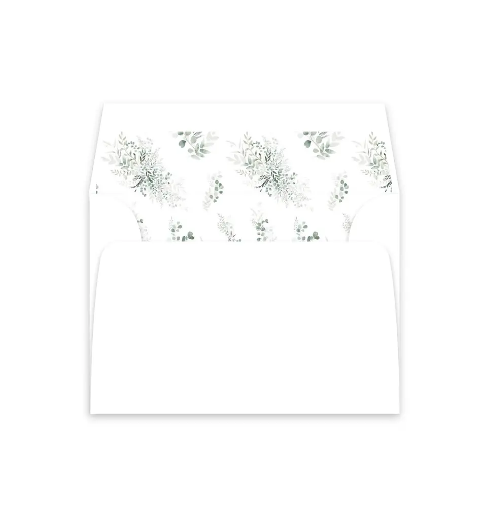 This is a  4⅞" x 4.563" Envelope Liners (ELM) called Elegant Greenery printed in full color