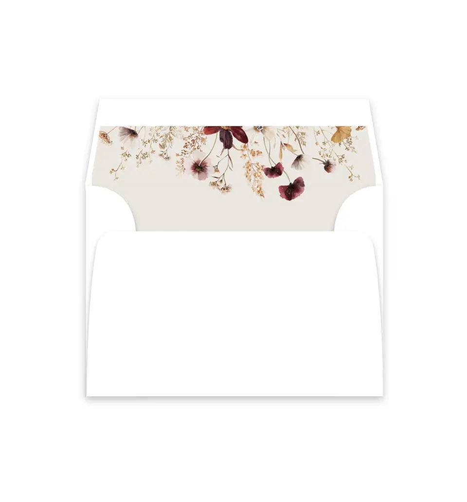 This is a  4⅞" x 4.563" Envelope Liners (ELM) called Autumn Wildflowers printed in full color