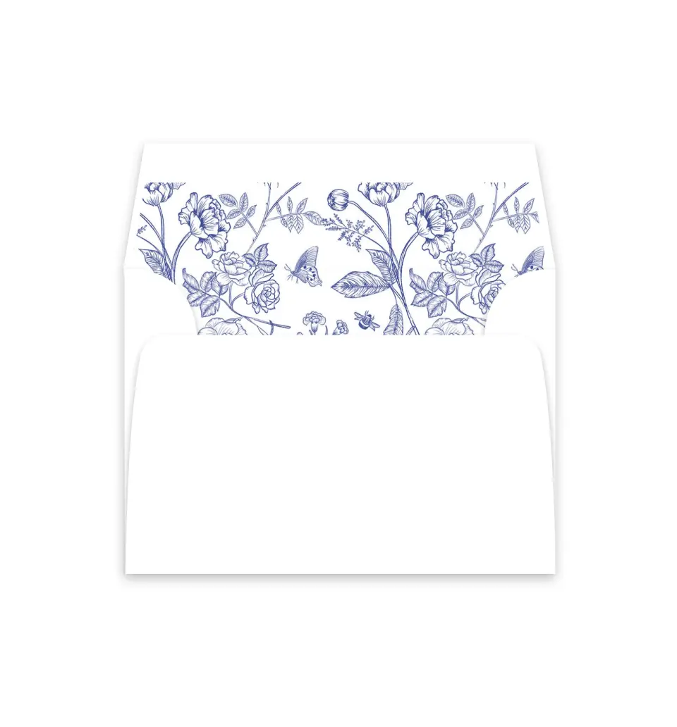 This is a  4⅞" x 4.563" Envelope Liners (ELM) called Modern Chinoiserie printed in full color