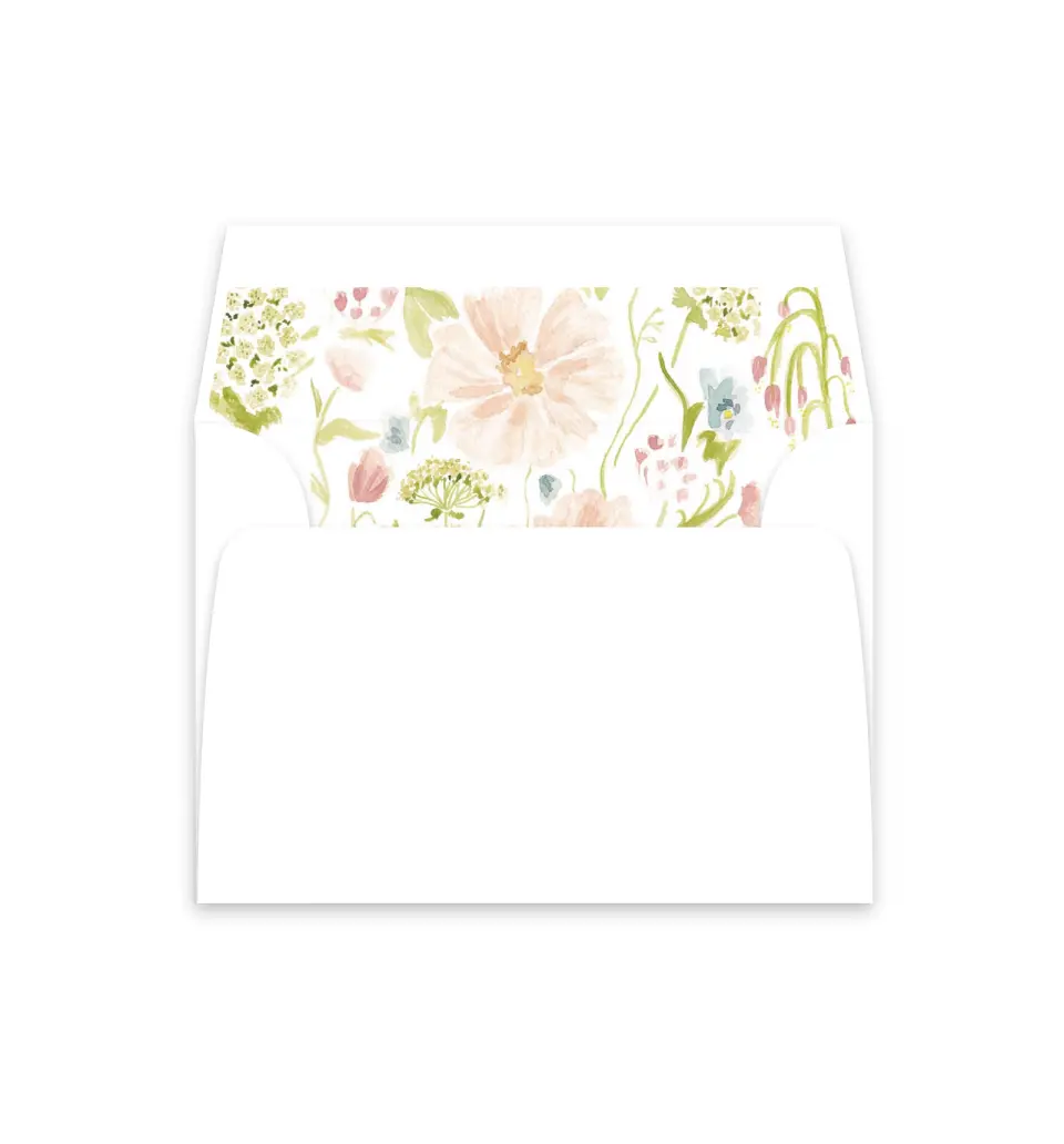 This is a  4⅞" x 4.563" Envelope Liners (ELM) called Garden of Vows printed in full color