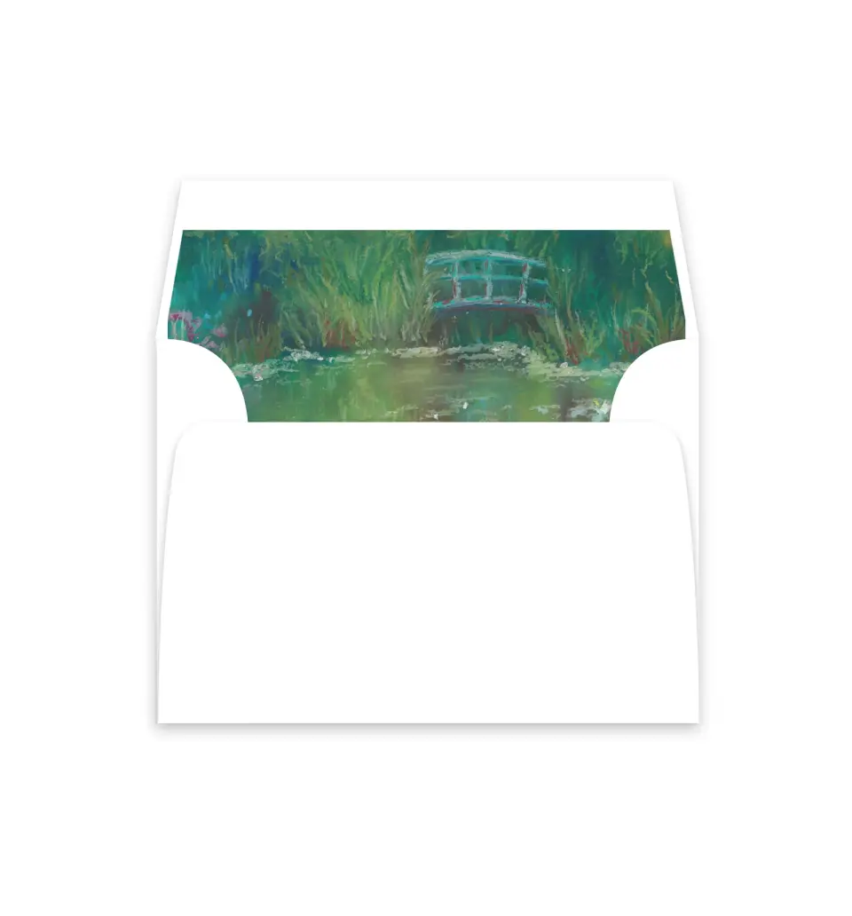 This is a  4⅞" x 4.563" Envelope Liners (ELM) called Bridge To Love printed in full color