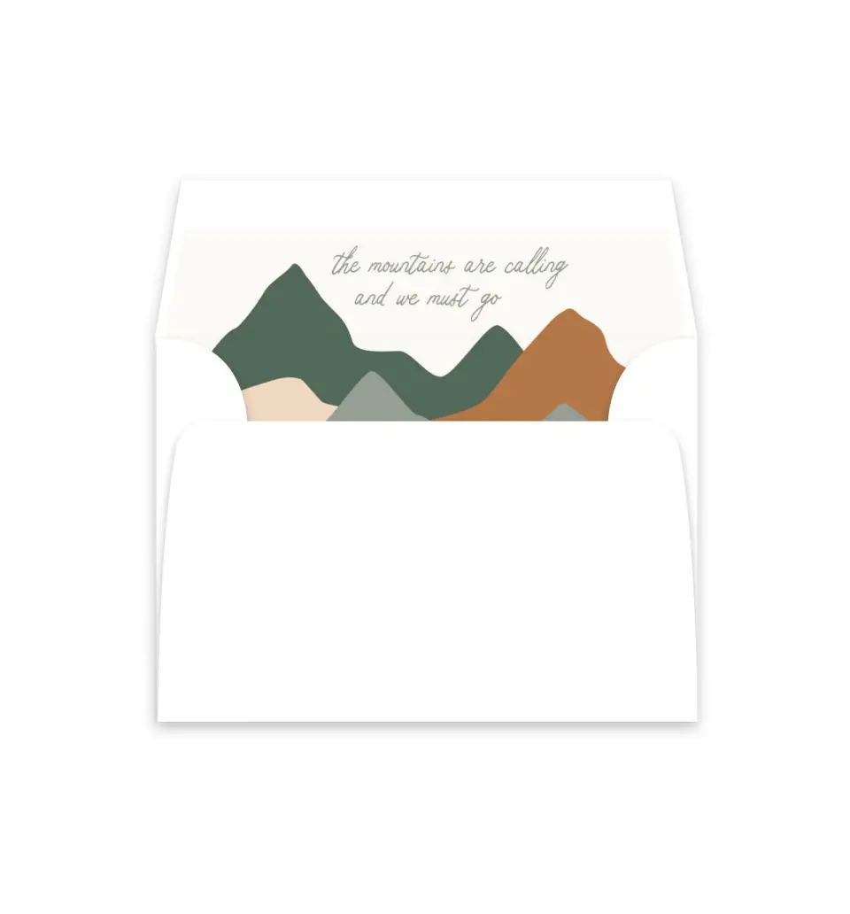This is a  4⅞" x 4.563" Envelope Liners (ELM) called Elevated Adventures printed in full color