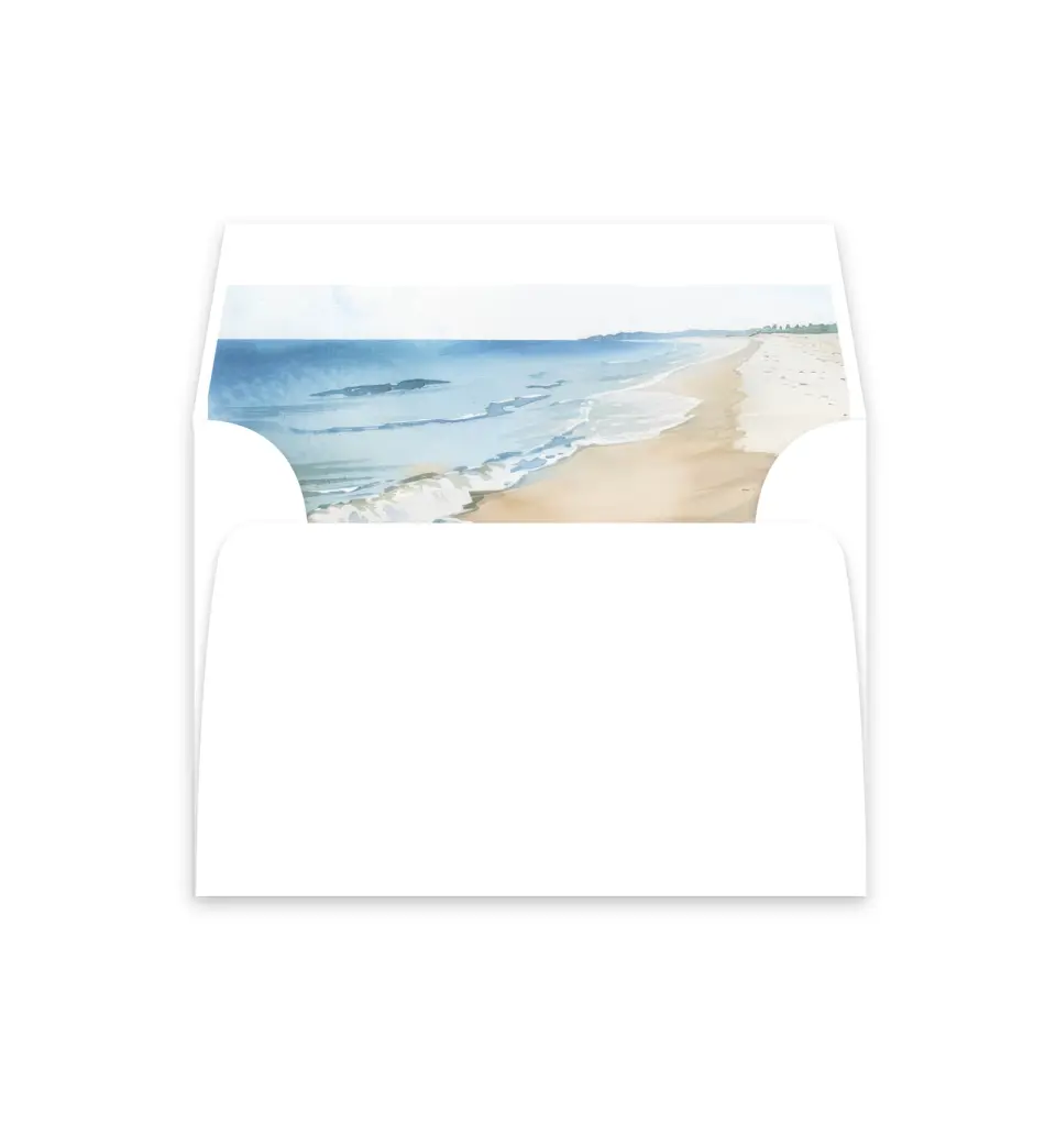 This is a  4⅞" x 4.563" Envelope Liners (ELM) called Seaside Serenade printed in full color