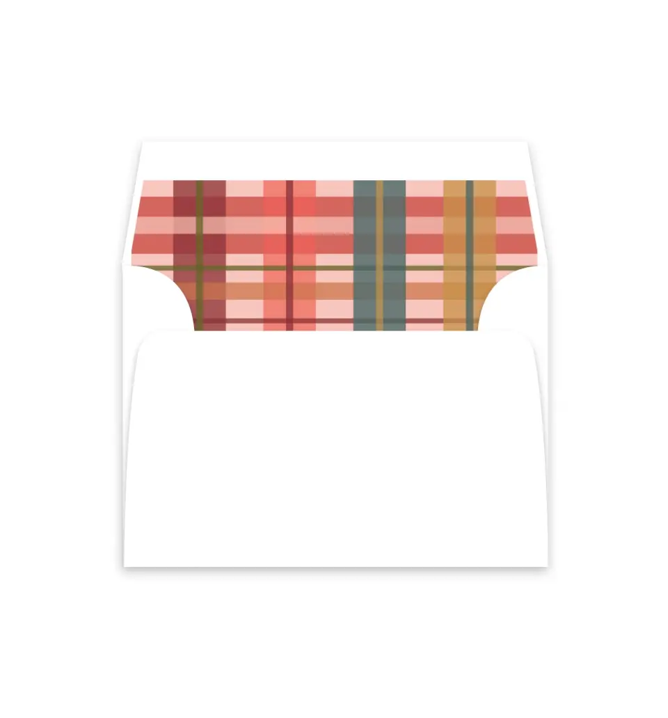 This is a  4⅞" x 4.563" Envelope Liners (ELM) called Plaid Praise printed in full color