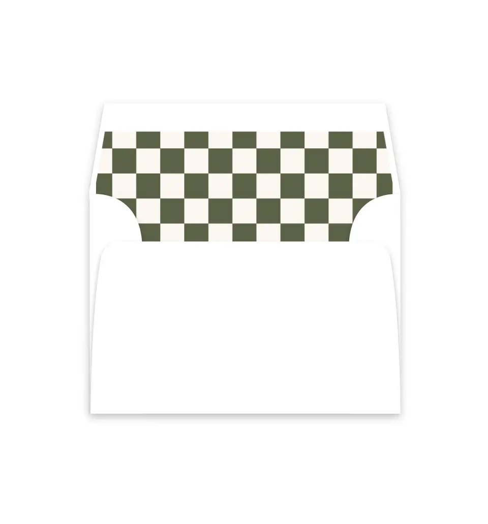 This is a  4⅞" x 4.563" Envelope Liners (ELM) called Checked Grad printed in full color
