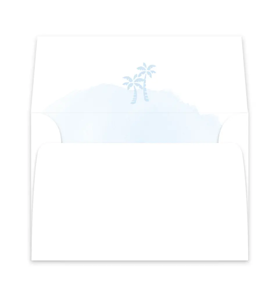 This is a  6" x 5.812" Envelope Liners (ELP) called Stamped Palms printed in full color