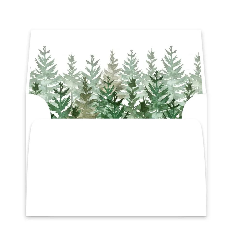 This is a  6" x 5.812" Envelope Liners (ELP) called Ethereal Evergreens printed in full color