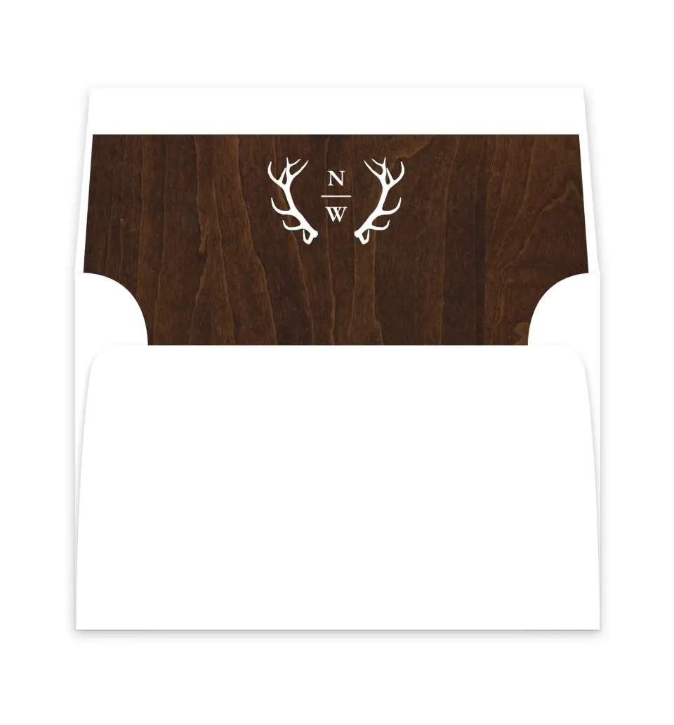This is a  6" x 5.812" Envelope Liners (ELP) called Rustic Antler printed in full color