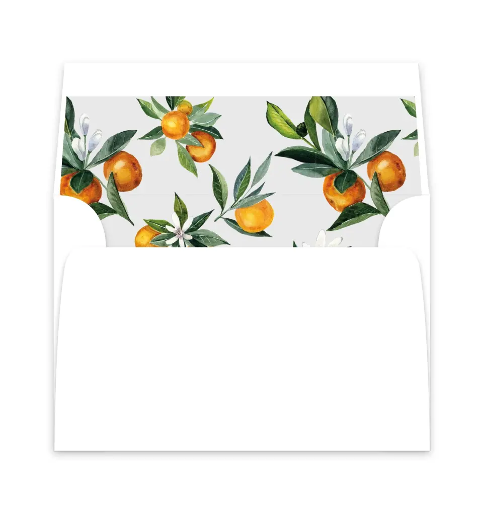 This is a  6" x 5.812" Envelope Liners (ELP) called Mod Citrus printed in full color