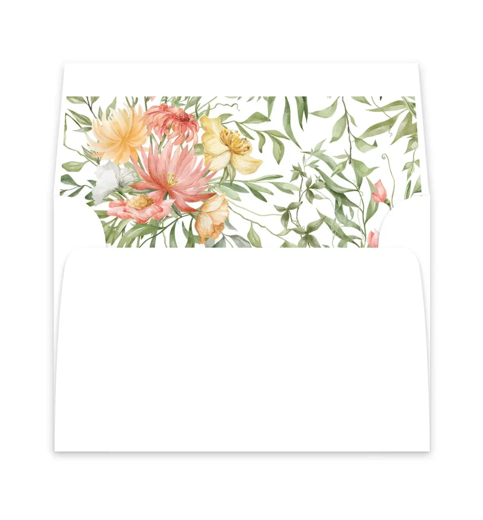 This is a  6" x 5.812" Envelope Liners (ELP) called Secluded Blooms printed in full color