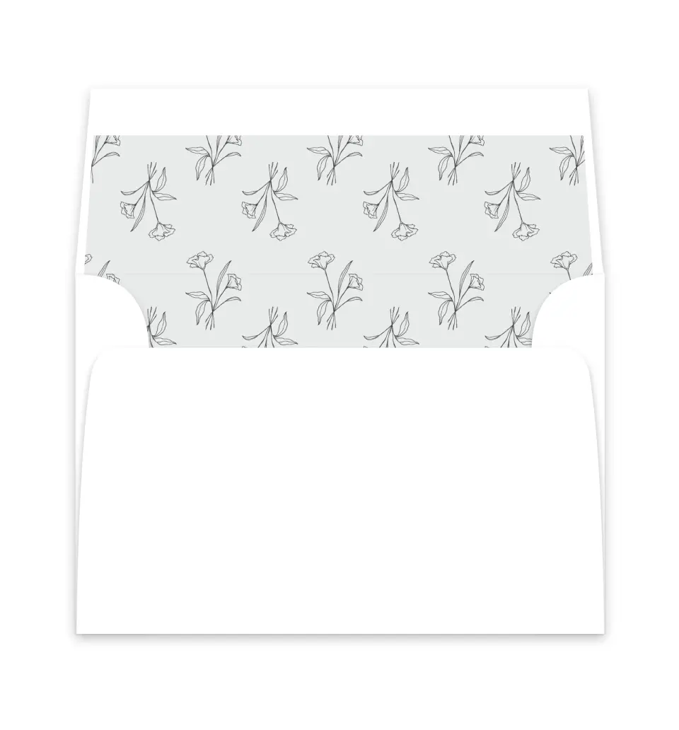 This is a  6" x 5.812" Envelope Liners (ELP) called Monogram Bloom printed in full color