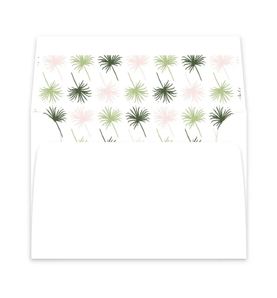 This is a  6" x 5.812" Envelope Liners (ELP) called Palm Paradise printed in full color