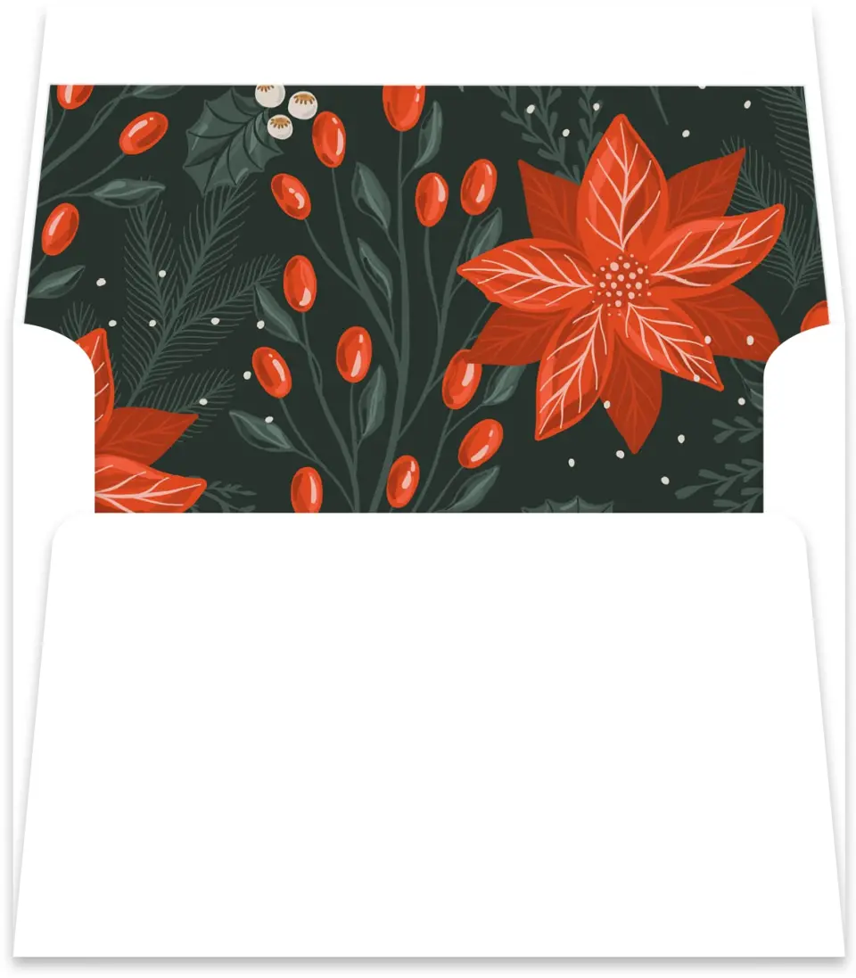 This is a Envelope Liners for 4.375 x 5.75 Card Envelope Liner called Poinsettia Pattern printed in full color