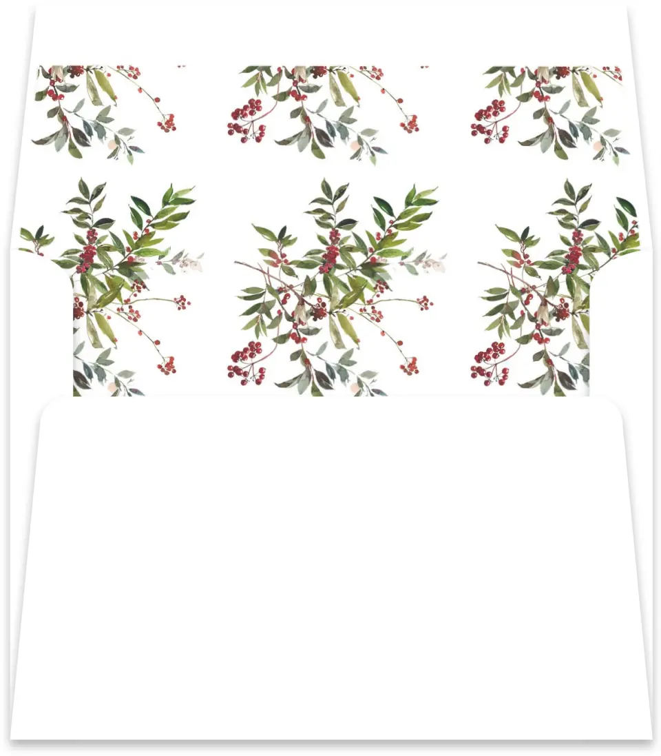 This is a Envelope Liners for 4.375 x 5.75 Card Envelope Liner called Winter Berries printed in full color
