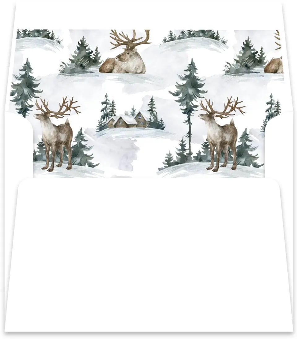 This is a Envelope Liners for 4.375 x 5.75 Card Envelope Liner called Reindeer printed in full color