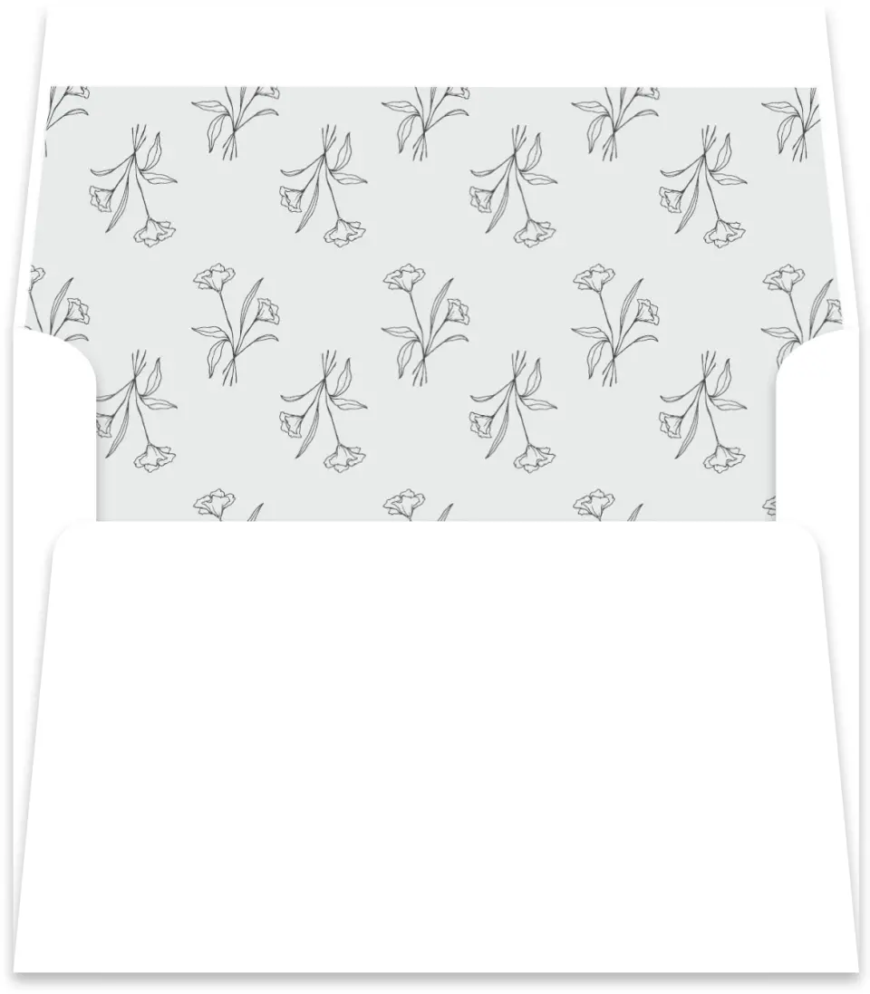 This is a  5½" x 5.9251" Envelope Liners (ELR) called Monogram Bloom printed in full color