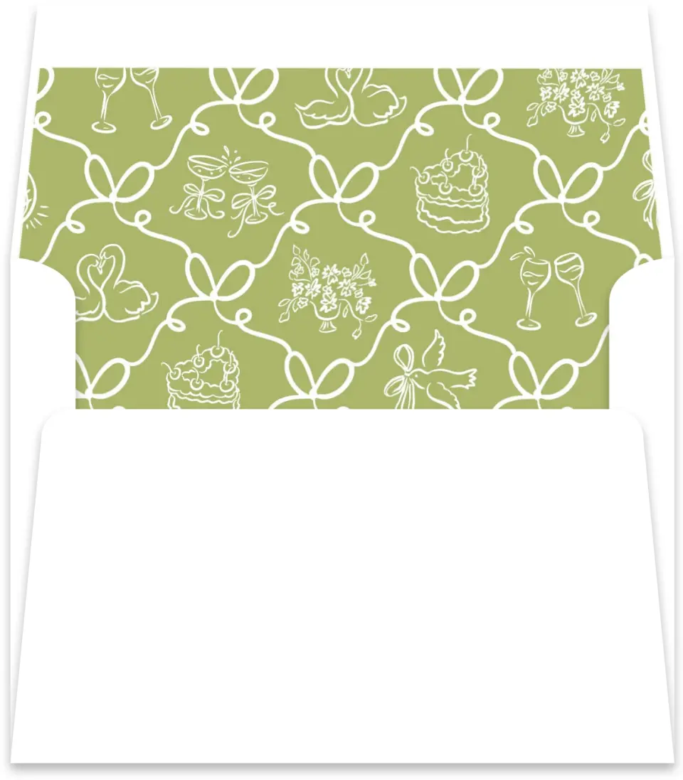 This is a  5½" x 5.9251" Envelope Liners (ELR) called Wedding Whimsy printed in full color