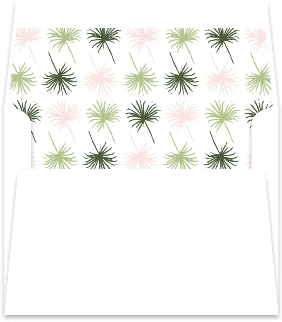 This is a  5½" x 5.9251" Envelope Liners (ELR) called Palm Paradise printed in full color