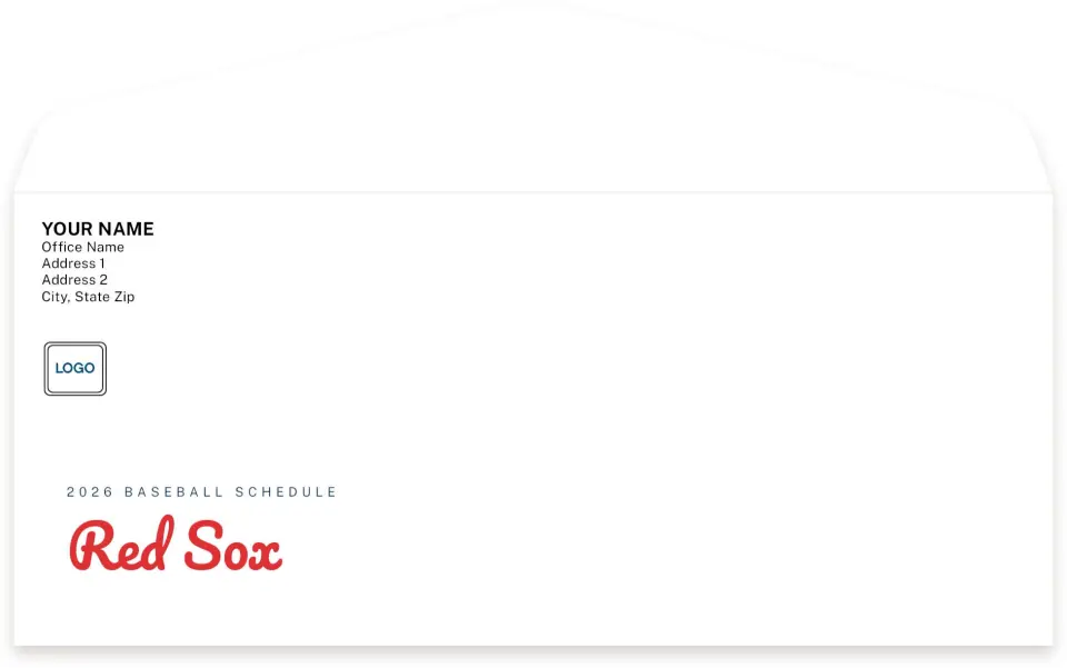 This is a 4.125 x 9.5 Baseball Envelope called Red Sox printed in full color