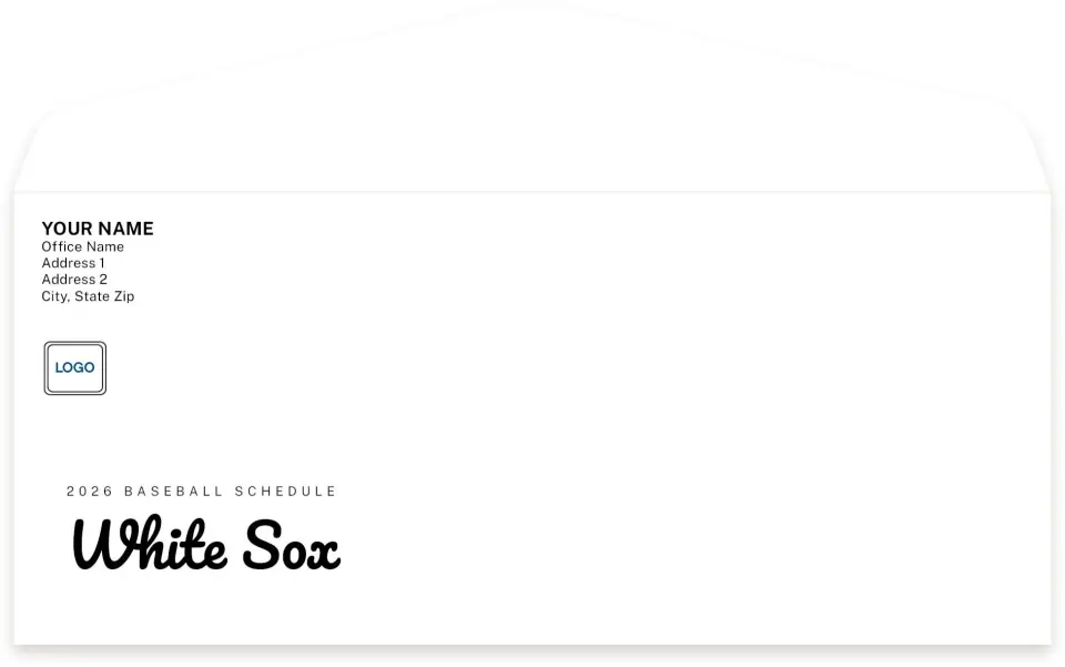 This is a 4.125 x 9.5 Baseball Envelope called White Sox printed in full color