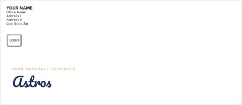 This is a 4.125 x 9.5 Baseball Envelope called Astros printed in full color
