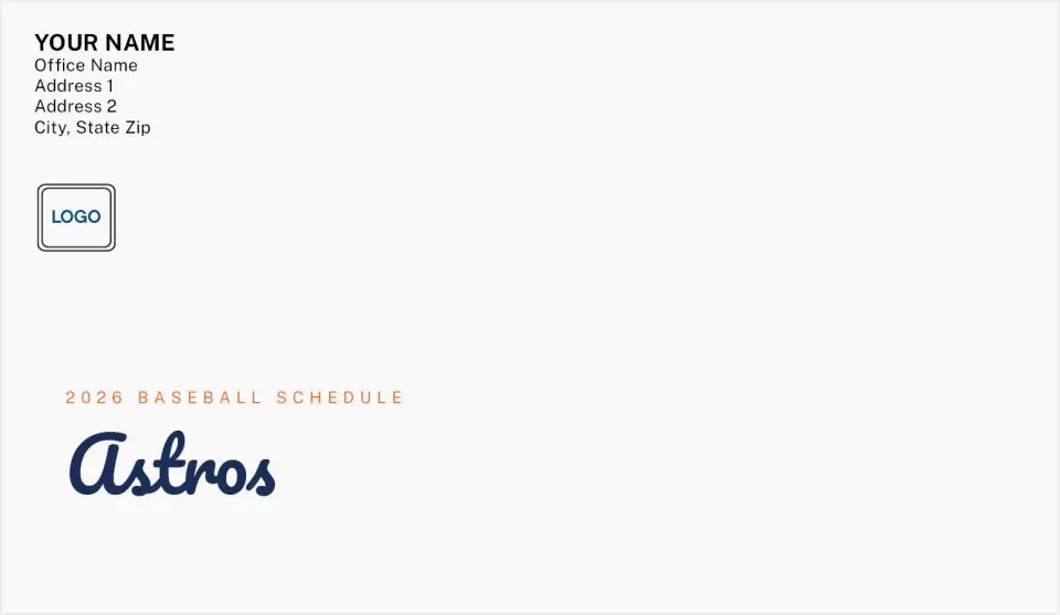 This is a 4.5 x 7.75 Baseball Envelope called Astros printed in full color