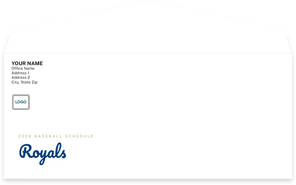 This is a 4.125" x 9½" Baseball Envelope called Royals printed in full color