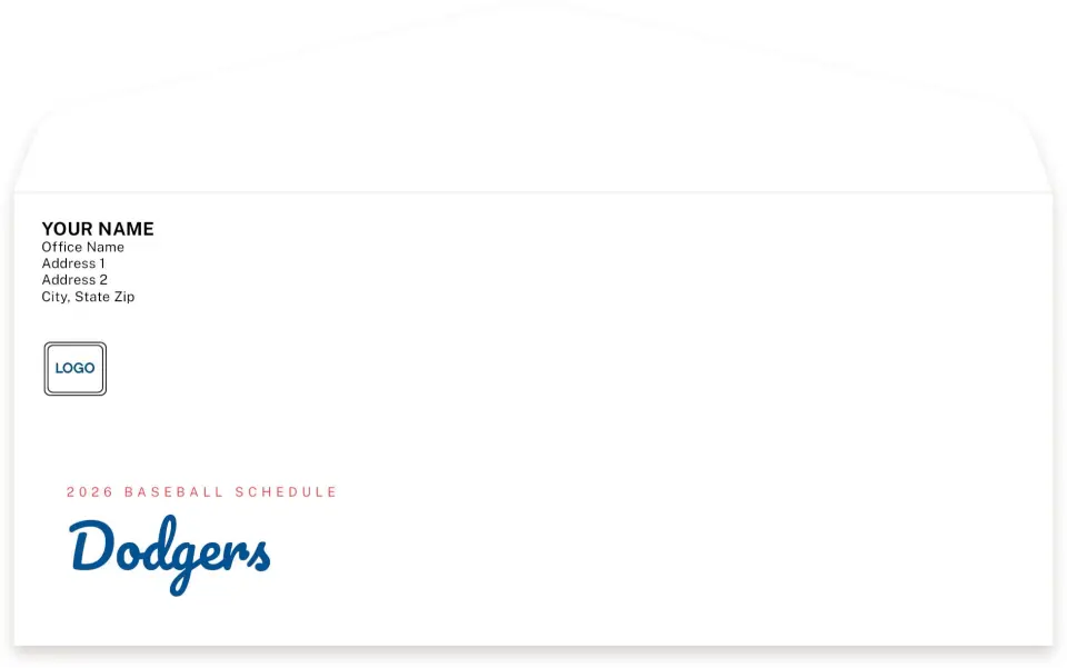 This is a 4.125" x 9½" Baseball Envelope called Dodgers printed in full color