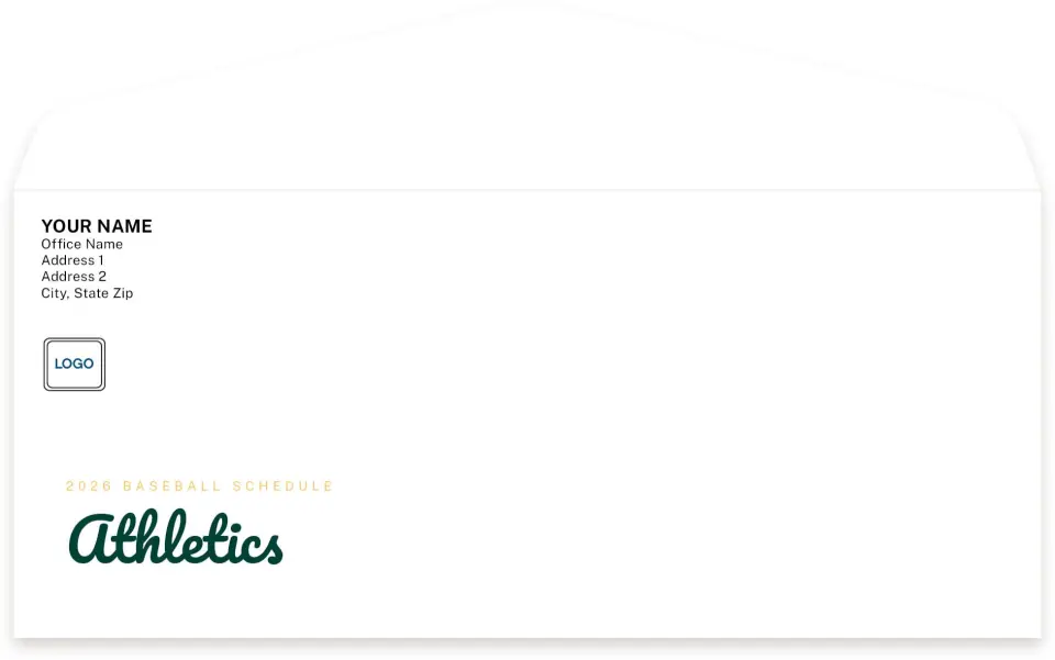 This is a 4.125" x 9½" Baseball Envelope called Athletics printed in full color