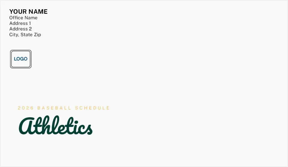 This is a 4.5 x 7.75 Baseball Envelope called Athletics printed in full color