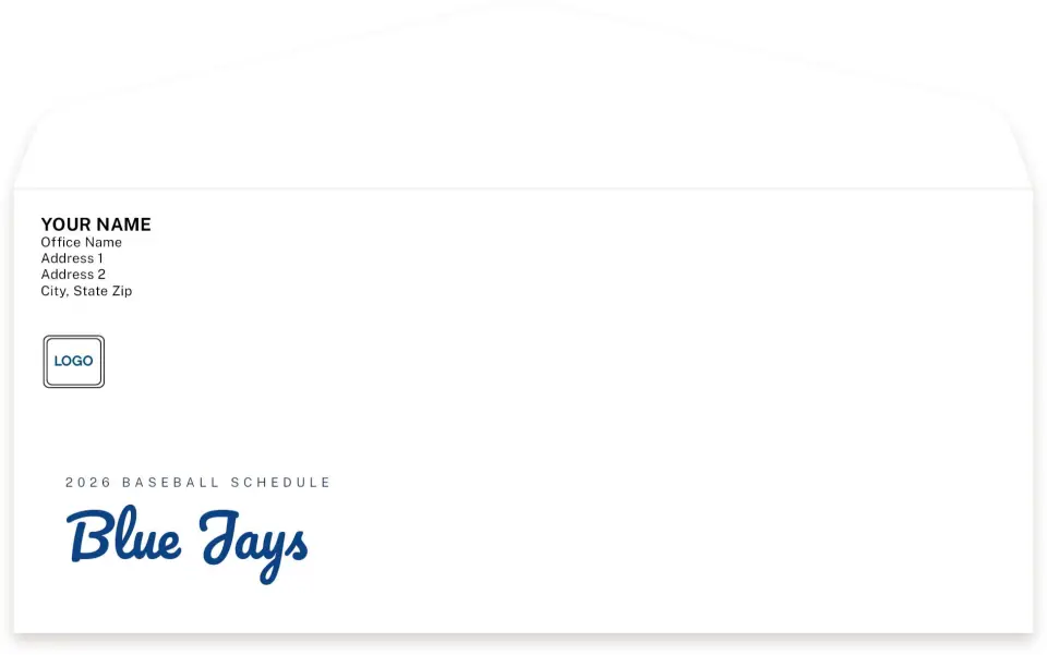 This is a 4.125" x 9½" Baseball Envelope called Blue Jays printed in full color