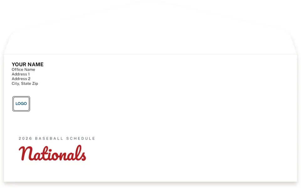 This is a 4.125" x 9½" Baseball Envelope called Nationals printed in full color