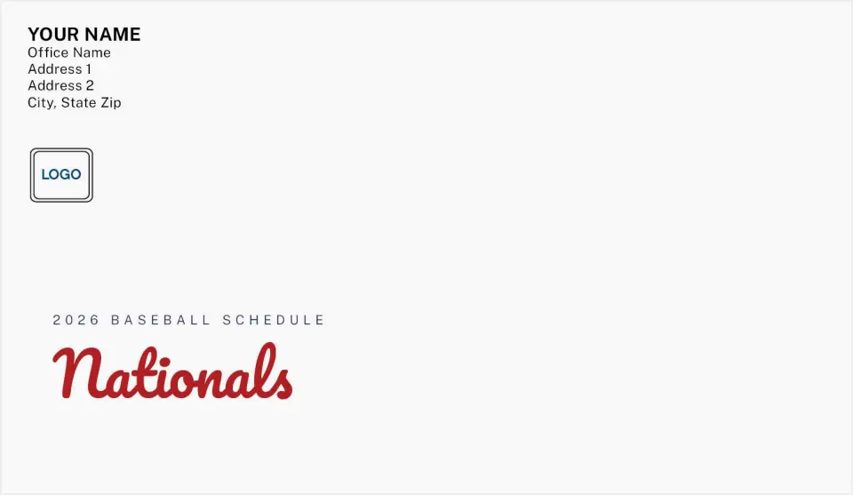 This is a 4.5 x 7.75 Baseball Envelope called Nationals printed in full color