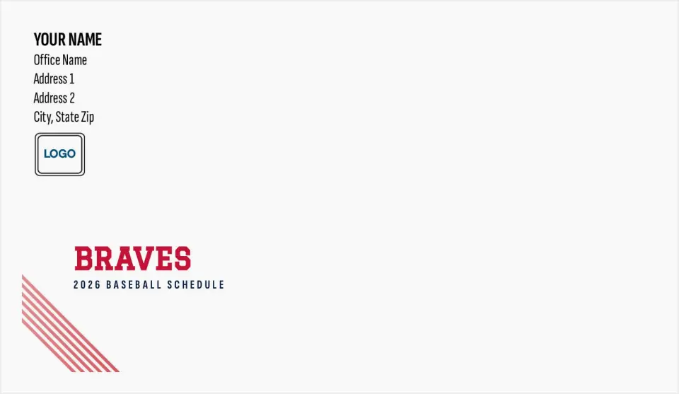 This is a 4.5 x 7.75 Baseball Envelope called Braves printed in full color