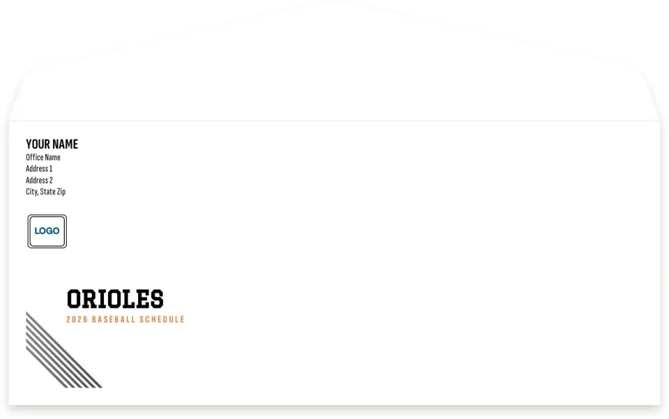 This is a 4.125" x 9½" Baseball Envelope called Orioles printed in full color
