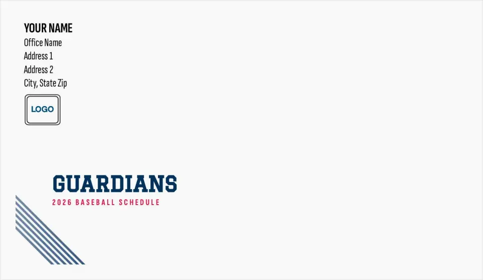 This is a 4.5 x 7.75 Baseball Envelope called Guardians printed in full color