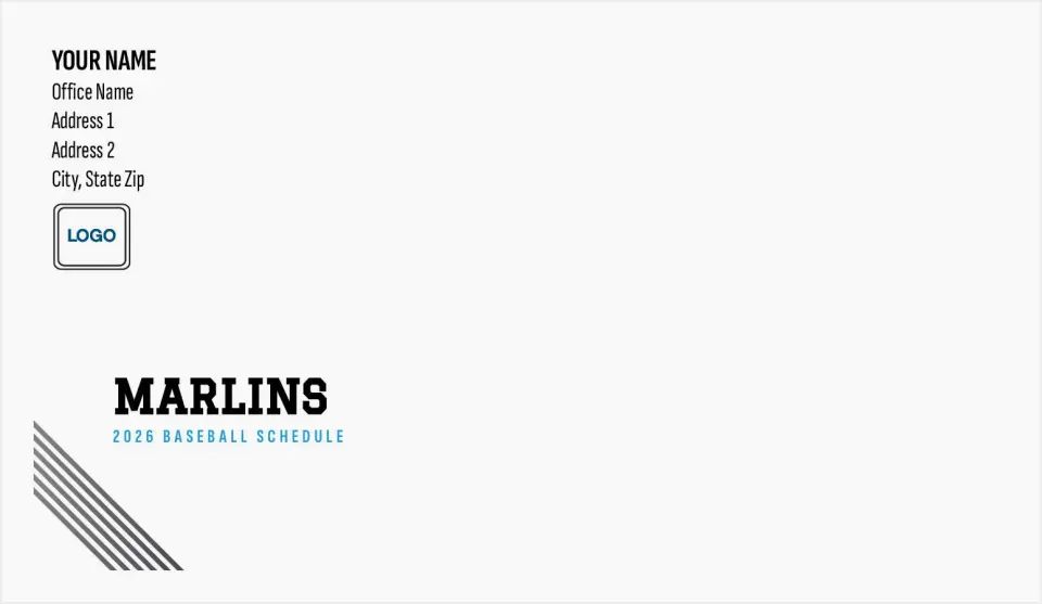 This is a 4.5 x 7.75 Baseball Envelope called Marlins printed in full color