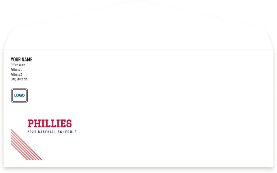 This is a 4.125" x 9½" Baseball Envelope called Phillies printed in full color