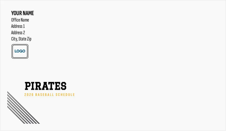 This is a 4.5 x 7.75 Baseball Envelope called Pirates printed in full color