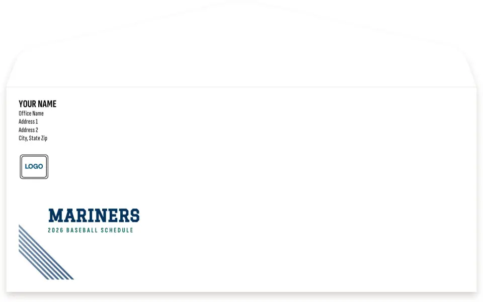 This is a 4.125" x 9½" Baseball Envelope called Mariners printed in full color
