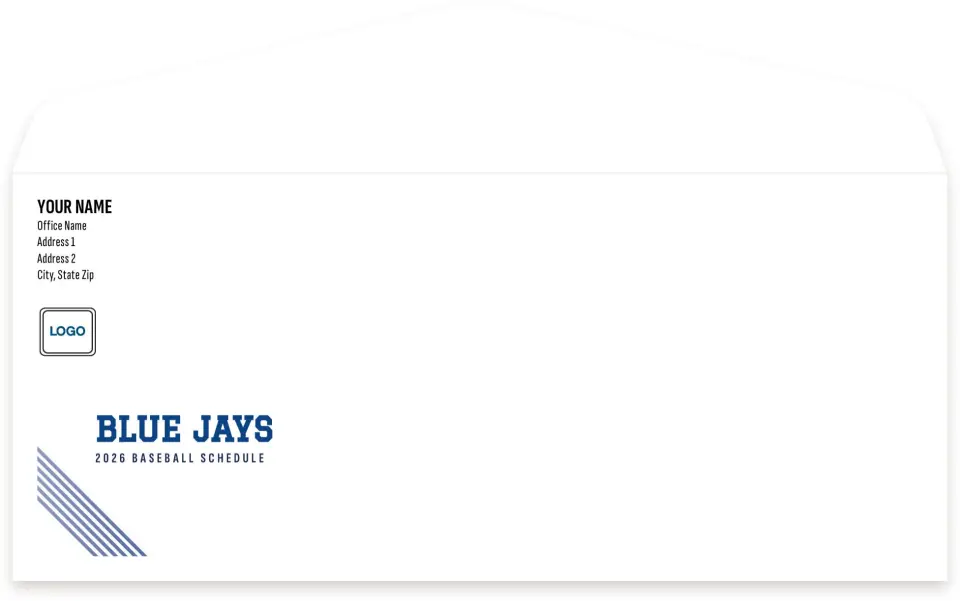 This is a 4.125" x 9½" Baseball Envelope called Blue Jays printed in full color