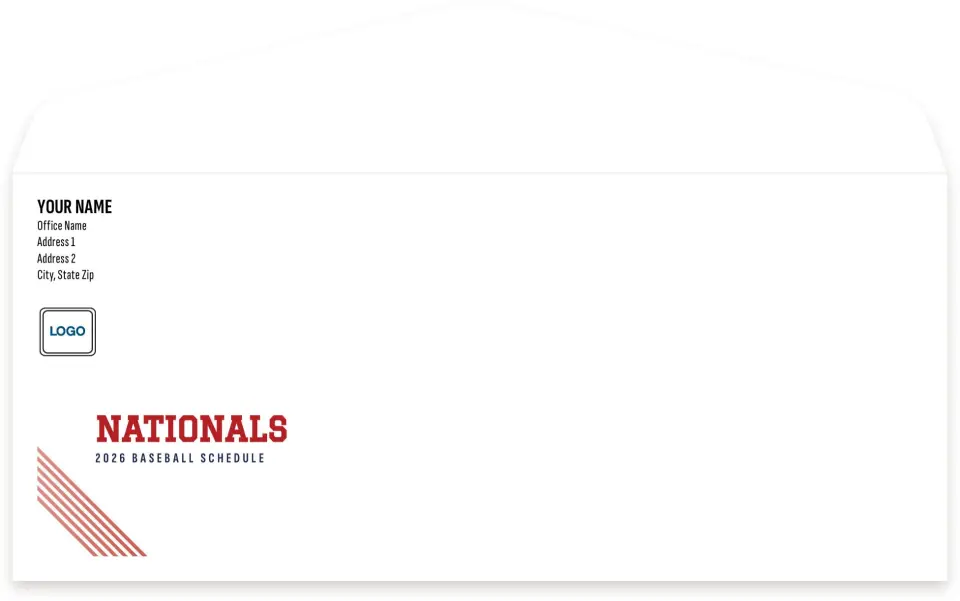 This is a 4.125" x 9½" Baseball Envelope called Nationals printed in full color