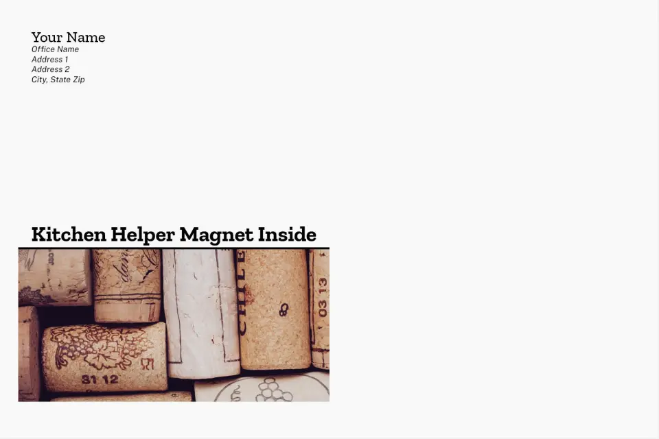 This is a 6 x 9 Business Envelope called Kitchen Helper printed in full color