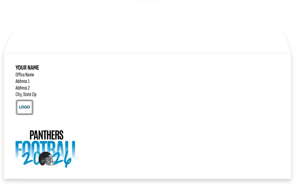 This is a 4.125 x 9.5 Envelope Mailer called Carolina Panthers printed in full color