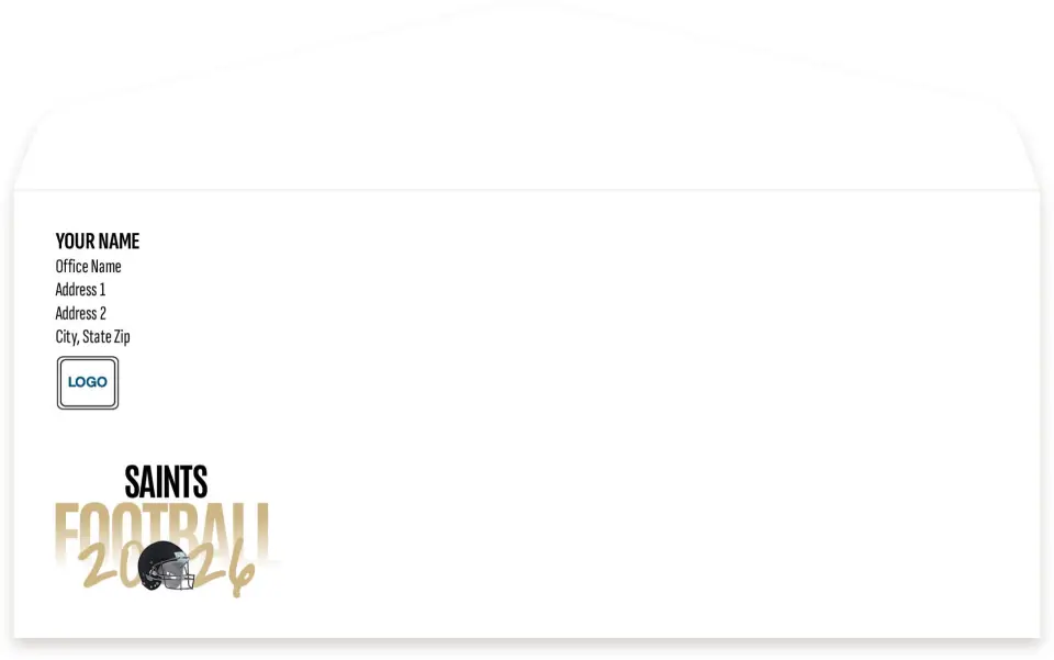 This is a 4.125 x 9.5 Envelope Mailer called New Orleans Saints printed in full color