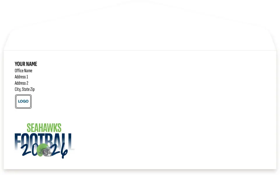 This is a 4.125 x 9.5 Envelope Mailer called Seattle Seahawks printed in full color